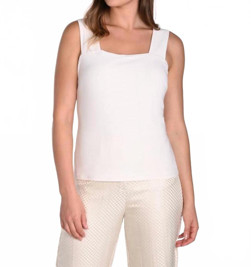 NEW FRANK LYMAN square neck knit tank in porcelain white